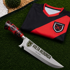 Faca Personalizada Volta Redonda com Cabo Premium Resinada + Gravação de Nome + Capa de Couro Exclusiva Brinde