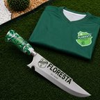 Faca Personalizada Floresta com Cabo Premium Resinada + Gravação de Nome + Capa de Couro Exclusiva Brinde