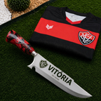 Faca Personalizada Vitória com Cabo Premium Resinada + Gravação de Nome + Capa de Couro Exclusiva Brinde