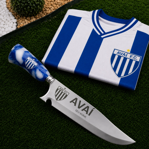 Faca Personalizada Avaí com Cabo Premium Resinada + Gravação de Nome + Capa de Couro Exclusiva Brinde
