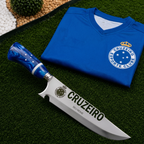 Faca Personalizada Cruzeiro com Cabo Premium Resinada + Gravação de Nome + Capa de Couro Exclusiva Brinde