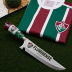 Faca Personalizada Fluminense com Cabo Premium Resinada + Gravação de Nome + Capa de Couro Exclusiva Brinde