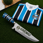 Faca Personalizada Grêmio com Cabo Premium Resinada + Gravação de Nome + Capa de Couro Exclusiva Brinde