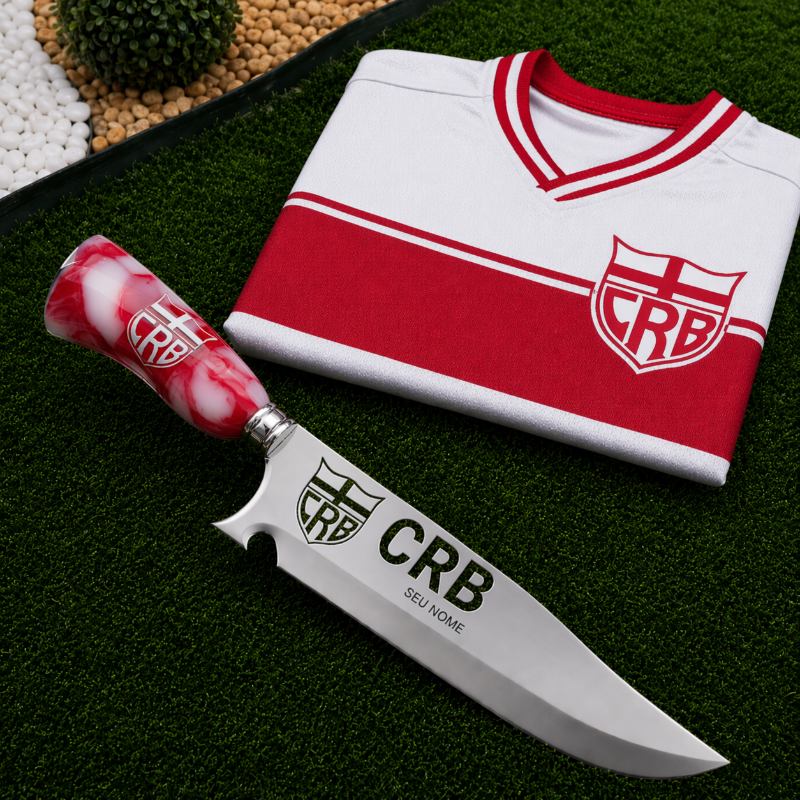 Faca Personalizada CRB com Cabo Premium Resinada + Gravação de Nome + Capa de Couro Exclusiva Brinde