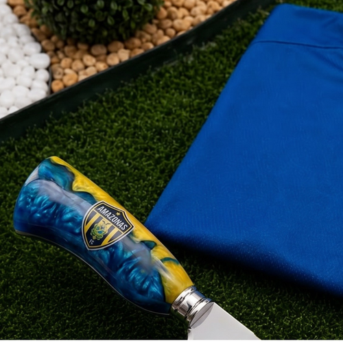 Faca Personalizada Amazonas com Cabo Premium Resinada + Gravação de Nome + Capa de Couro Exclusiva Brinde