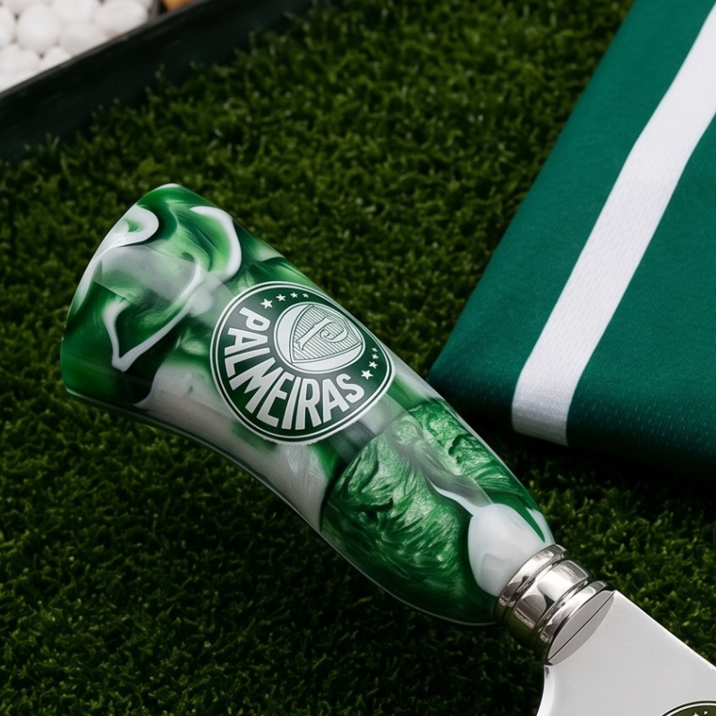 Faca Personalizada Palmeiras com Cabo Premium Resinada + Gravação de Nome + Capa de Couro Exclusiva Brinde