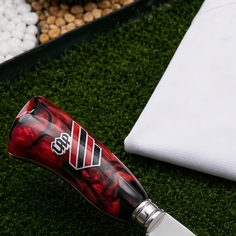 Faca Personalizada Athletico Paranaense com Cabo Premium Resinada + Gravação de Nome + Capa de Couro Exclusiva Brinde