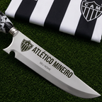 Faca Personalizada Atlético Mineiro com Cabo Premium Resinada + Gravação de Nome + Capa de Couro Exclusiva Brinde