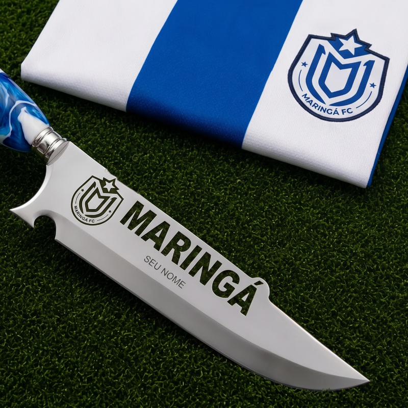 Faca Personalizada Maringá com Cabo Premium Resinada + Gravação de Nome + Capa de Couro Exclusiva Brinde