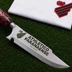 Faca Personalizada Athletico Paranaense com Cabo Premium Resinada + Gravação de Nome + Capa de Couro Exclusiva Brinde
