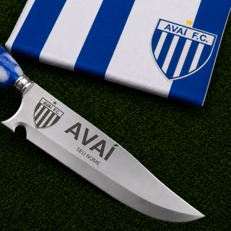 Faca Personalizada Avaí com Cabo Premium Resinada + Gravação de Nome + Capa de Couro Exclusiva Brinde