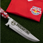 Faca Personalizada Red Bull Bragantino com Cabo Premium Resinada + Gravação de Nome + Capa de Couro Exclusiva Brinde