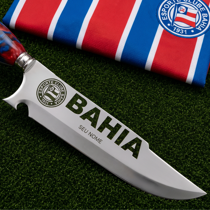 Faca Personalizada Bahia com Cabo Premium Resinada + Gravação de Nome + Capa de Couro Exclusiva Brinde