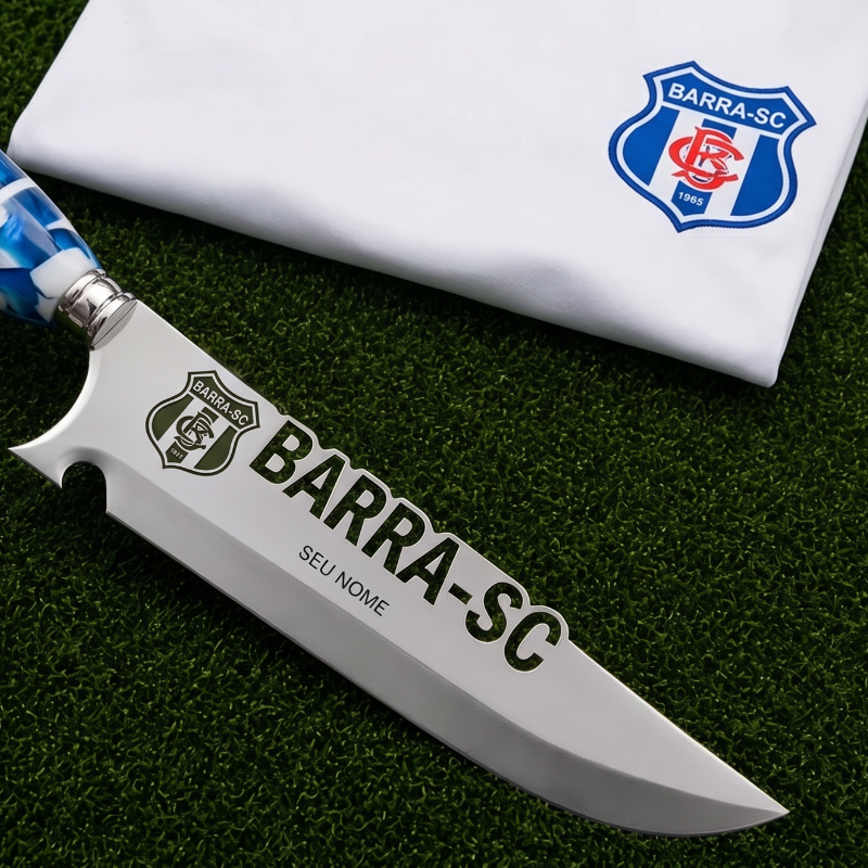 Faca Personalizada Barra com Cabo Premium Resinada + Gravação de Nome + Capa de Couro Exclusiva Brinde