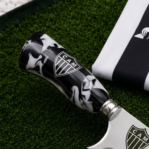 Faca Personalizada Atlético Mineiro com Cabo Premium Resinada + Gravação de Nome + Capa de Couro Exclusiva Brinde