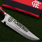 Faca Personalizada Flamengo com Cabo Premium Resinada + Gravação de Nome + Capa de Couro Exclusiva Brinde