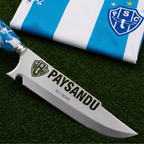 Faca Personalizada Paysandu com Cabo Premium Resinada + Gravação de Nome + Capa de Couro Exclusiva Brinde